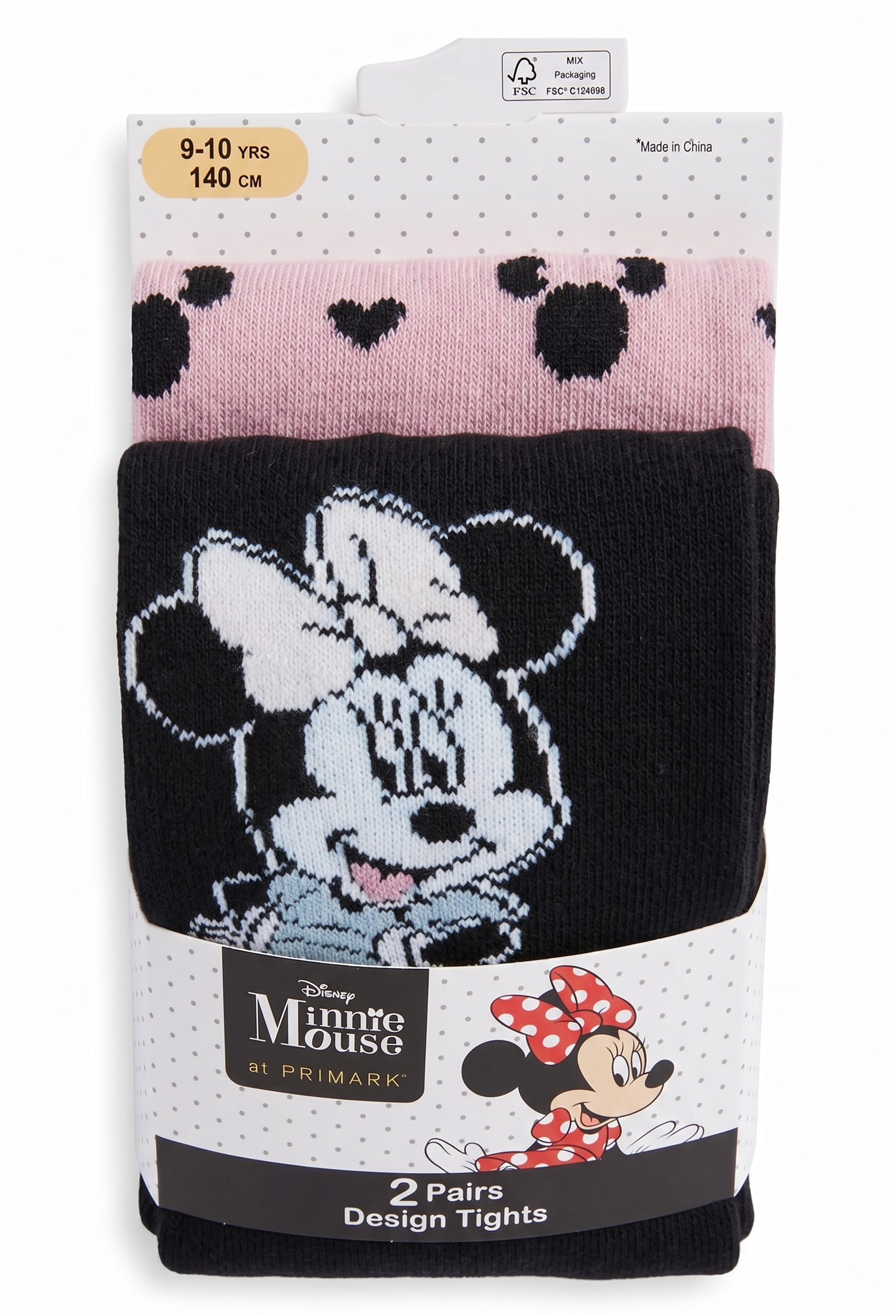 PC10A Disney Minnie Mouse Designer Tights (2-Pack, Girls, Age: 9-10)