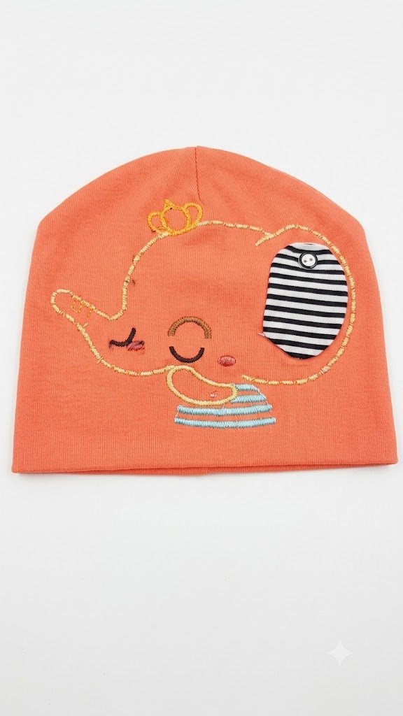 PC2A - Embroidered Elephant Baby Hat - Newborns to 12 months Embroidered Elephant Baby Hat - Newborns to 12 Months