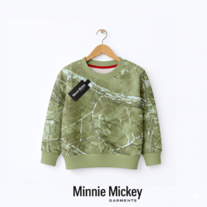 Cozy Green Camouflage Kids Sweatshirt (Minnie Mickey)